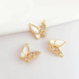Copper Plated 14K Zircon Inlaid Shell Butterfly Pendant
