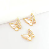 Copper Plated 14K Zircon Inlaid Shell Butterfly Pendant