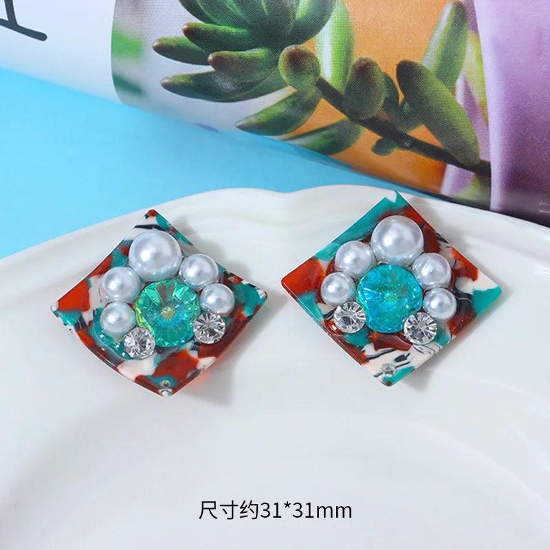 6pcs Retro Pearl Mask Acetic Acid Pendant DIY Jewelry Earrings Materials