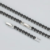 MB93 Fashion Necklace Rhodium Plated Long Chain DIY Black Zircons