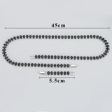 MB93 Fashion Necklace Rhodium Plated Long Chain DIY Black Zircons