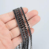 MB93 Fashion Necklace Rhodium Plated Long Chain DIY Black Zircons
