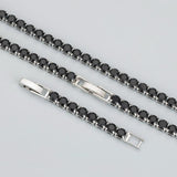 MB93 Fashion Necklace Rhodium Plated Long Chain DIY Black Zircons