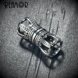 2pcs Stainless Steel Crown Tube Beads DIY Men Leather Cord Bracelet