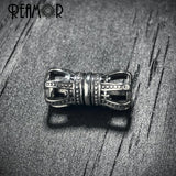 2pcs Stainless Steel Crown Tube Beads DIY Men Leather Cord Bracelet