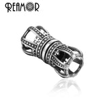 2pcs Stainless Steel Crown Tube Beads DIY Men Leather Cord Bracelet