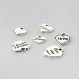 100pcs Antique Silver Heart Letter Charms for DIY Jewelry Making