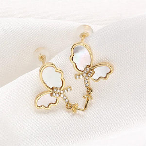 14K Gold Zircon Pearl Earrings S925 Silver Needle DIY Accessory