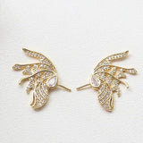 1 Pair 19 * 25mm Zircon Angel Wings Baroque Pearl Pin Accessories