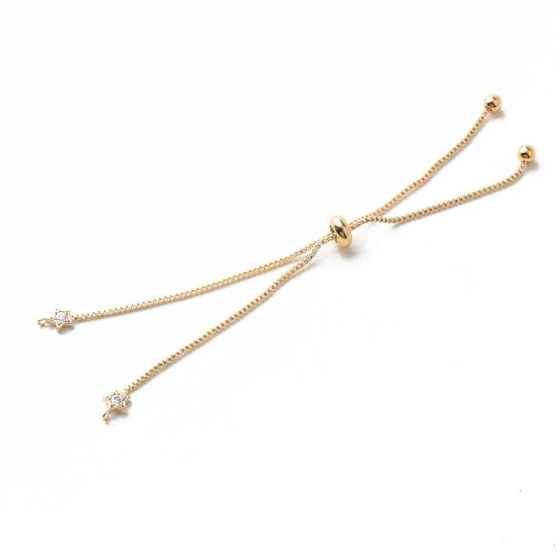 2PCS Star Zircon Bracelet 14k Plated DIY Brass Accessories