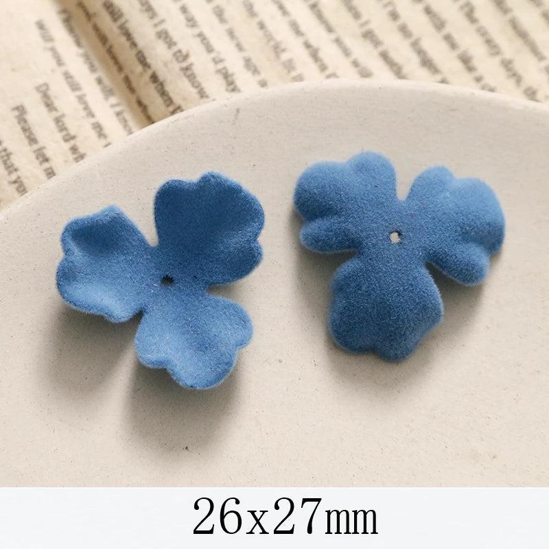 10 PCS Acrylic Flocking Flowers Bead Caps for DIY Jewelry Making