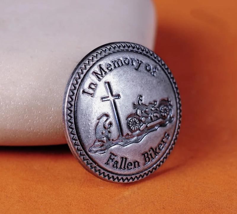 30MM Vintage Silver Motorcycle Leathercraft Conchos in Memory of Fallen Bikers