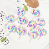 10Pcs Soft DIY Pottery Lollipop Charms Resin DIY Bottle Pendants