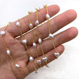 1 Meter Heart-shaped Pearl Bead Chain for DIY Jewelry Making