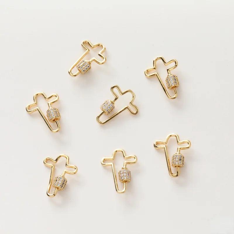 14K Gold-Clad Zirconium Inlaid Screws Decorative Buckle DIY Jewelry