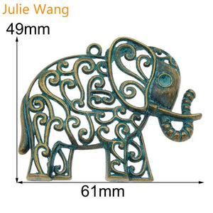 4PCS Elephant Charms Animal Green Alloy Necklace Pendant