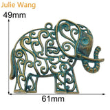 4PCS Elephant Charms Animal Green Alloy Necklace Pendant