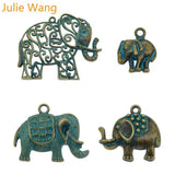4PCS Elephant Charms Animal Green Alloy Necklace Pendant