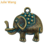 4PCS Elephant Charms Animal Green Alloy Necklace Pendant
