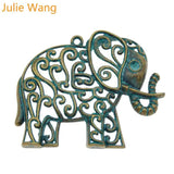 4PCS Elephant Charms Animal Green Alloy Necklace Pendant