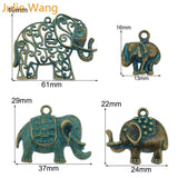 4PCS Elephant Charms Animal Green Alloy Necklace Pendant
