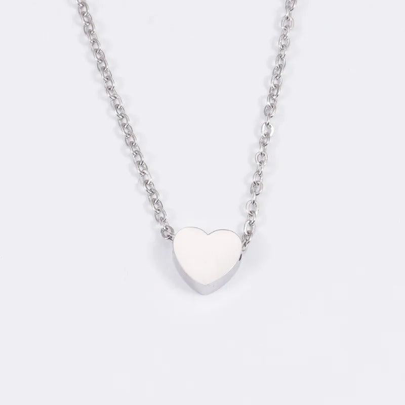 Heart Charm Necklace | Personalized Engraving Stainless Steel