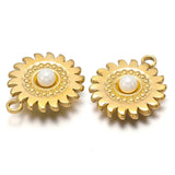 5pcs Stainless Steel Flower Charms Pearl Pendants for DIY Jewelry