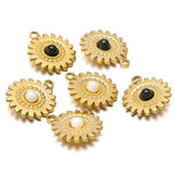 5pcs Stainless Steel Flower Charms Pearl Pendants for DIY Jewelry