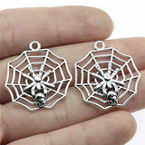 10pcs Skull Spider Web Charms for Jewelry Making Antique Silver/Bronze Plated