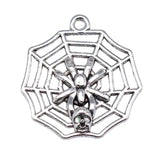 10pcs Skull Spider Web Charms for Jewelry Making Antique Silver/Bronze Plated