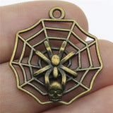 10pcs Skull Spider Web Charms for Jewelry Making Antique Silver/Bronze Plated