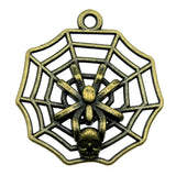 10pcs Skull Spider Web Charms for Jewelry Making Antique Silver/Bronze Plated
