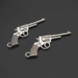 10pcs Silver Pistol Gun Charm Pendant For Keychain Necklace Jewelry Making