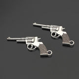 10pcs Silver Pistol Gun Charm Pendant For Keychain Necklace Jewelry Making