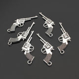 10pcs Silver Pistol Gun Charm Pendant For Keychain Necklace Jewelry Making