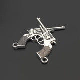 10pcs Silver Pistol Gun Charm Pendant For Keychain Necklace Jewelry Making