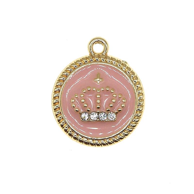 10Pcs Crown No.5 Enamel Charms Pendants DIY Jewelry Making