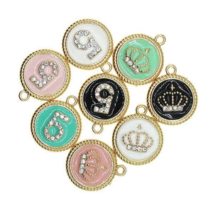 10Pcs Crown No.5 Enamel Charms Pendants DIY Jewelry Making