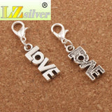 LOVE Letter Lobster Claw Charm Beads Tibetan Silver 7.8x34.8mm 20Pcs
