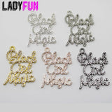 Rhinestone Script Girl Magic Charm Pendant