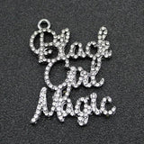 Rhinestone Script Girl Magic Charm Pendant
