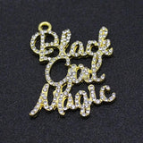 Rhinestone Script Girl Magic Charm Pendant