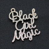 Rhinestone Script Girl Magic Charm Pendant