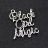 Rhinestone Script Girl Magic Charm Pendant