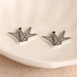 10pcs Animal Paper Crane Metal Charm DIY Accessory for Jewelry Making