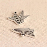 10pcs Animal Paper Crane Metal Charm DIY Accessory for Jewelry Making