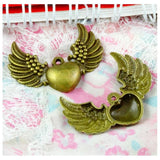 30pcs Antique Bronze Heart With Wings Charms Pendant DIY Bracelet Necklace