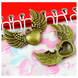 30pcs Antique Bronze Heart With Wings Charms Pendant DIY Bracelet Necklace