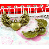 30pcs Antique Bronze Heart With Wings Charms Pendant DIY Bracelet Necklace