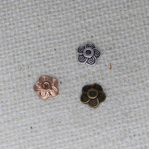 100pcs Flower Beads Caps Vintage Gasket 3 Colors Zinc Alloys Jewelry DIY 9x9mm